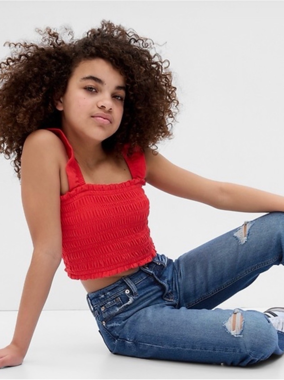 GAP KIDS Red Smocked Ruffle-Strap Camisole